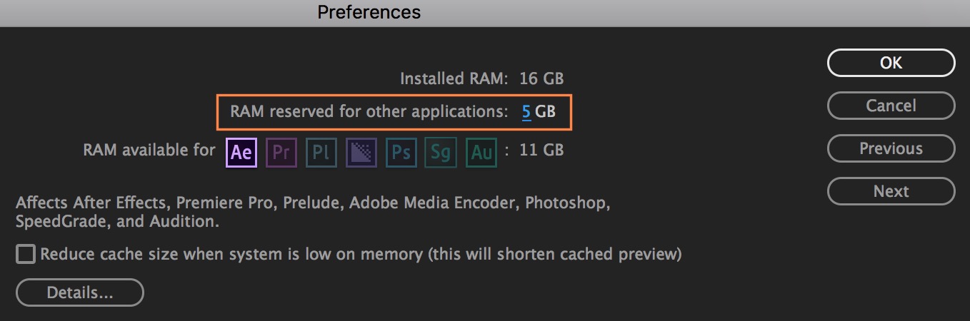 Changing RAM reserved for other applications