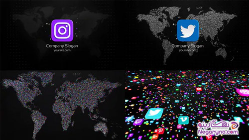 پروژه افتر افکت نمایش لوگو شبکه های اجتماعی